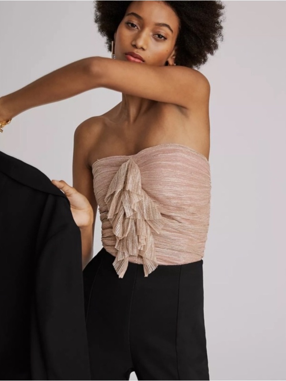 Strapless Ruffle-Front Maeve Anthropologie